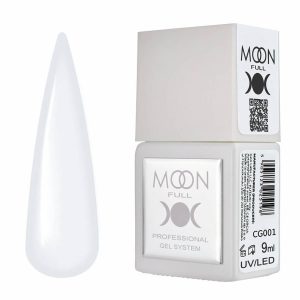 Bote del gel polish Moon Full CG001 en tono blanco lechoso semitransparente.