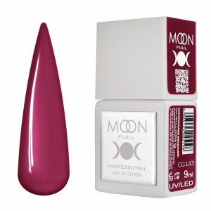 Bote del gel polish Moon Full CG143 en tono rojo cereza intenso.