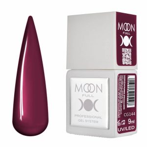 Bote del gel polish Moon Full CG144 en tono burdeos carmín oscuro.