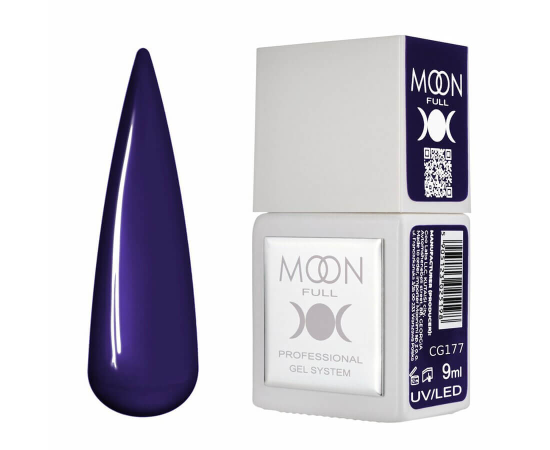Bote del gel polish Moon Full CG177 en tono índigo oscuro.