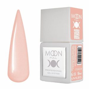 Bote del gel polish Moon Full CG619 en tono rosado cappuccino con microbrillo.