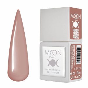 Bote del gel polish Moon Full CG621 en tono marrón claro cálido “café con leche”.